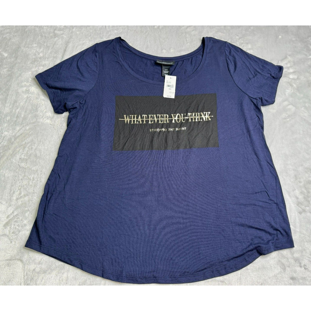 Lane Bryant Top Womens 18/20 Plus Navy Blue Whatever You ThinkThe Opposite NEW